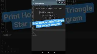 Print Hollow Right Triangle Star Pattern | Java program #Java #Programming