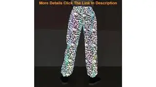 Review Aolamegs Men's Reflective Pants Mushroom Prints Casual Night Trousers Women Hip Hop Colorful