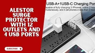 Alestor Surge Protector Power Strip | 12 Outlets, 4 USB, 2700J