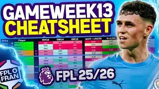 FPL GW13 CHEATSHEET | 🌍 119k | Fantasy Premier League 25/26