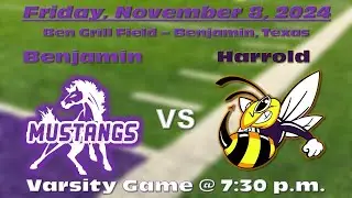 Benjamin High School vs Harrold High School Mens Varsity Football