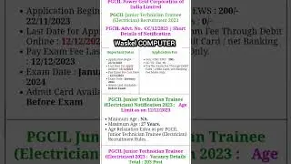 Power Grid Corporation of India Limited PGCIL Junior Technician Trainee 2023 Apply Online