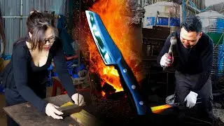 TAKUMI | Hand-Forged Bushcraft Knife from Car Leaf Spring &ndash; Detailed Handle Engraving