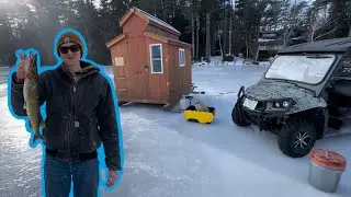Ice Fishing in DELUXE Ice Shack | lake Wentworth NH (Surprise Catch?)