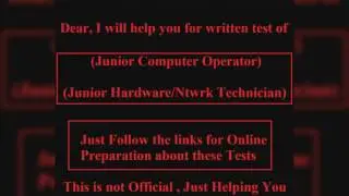 Written Test Tricks For Junior Computer Operator & Junior Hardware Network Technician   Un Official