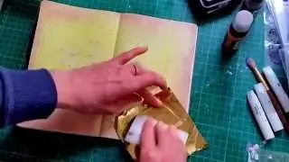 My Very First Art Journal Layout / Gold Foil Texturing