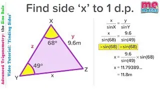 Using the Sine Rule to Find Sides - Advanced Trigonometry - Tutorial/Revision (2/8)