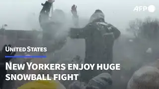 'A little bit of levity': massive snowball fight breaks out in storm-hit New York | AFP