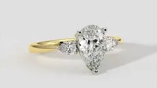 Pear Shape Diamond Ring With Pear Shape Side Diamonds In 18k Yellow & White Gold &ndash; ADN