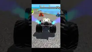 Monster track stunt game // Which colour car will win ❓🤔 #automobile #truck #car #cargames #shorts