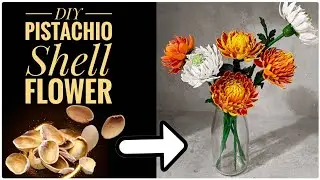 Pistachio shell Chrysanthemum flower making | Pista shell Flowers | Pista shell Crafts | Ep 147