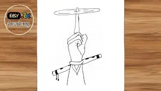 Vishnu ji drawing | chakra drawing easy | flute drawing
