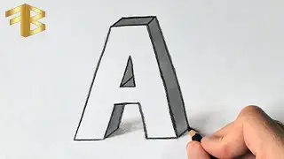 Как рисовать 3d букву A, рисунок 3d букв, букву а 3d, печатные буквы 3d, как рисовать 3d буквы,