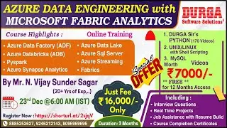 AZURE DATA ENGINEERING with MICROSOFT FABRIC ANALYTICS Online Training @ DURGASOFT