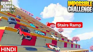 INDIAN CARS VS IMPOSSIBLE MEGA STAIRS JUMP CHALLENGE | GTA 5 | HINDI | ZENITRA GAMING 