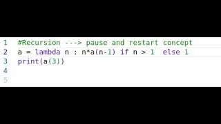 Python Interview Que 9 : To find factorial of given number using lambda function