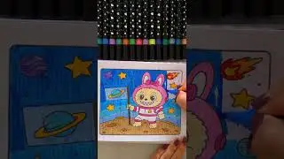 Coloring a labubu with colorful markers #coloringbook #satisfyingcoloring