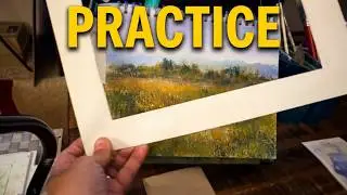 Prairie tall grass loose realistic acrylic painting using chip brushes on mixed media paper