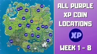 All 20 Purple XP Coins Locations in Fortnite (week 1-8)! - Purple is Precious Punch Card