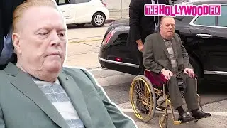 Hustler Magazine Founder Larry Flynt Arrives For Dinner In A Gold Wheelchair At Craig's In WeHo, CA