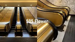 Unique Brass OTIS Single-File Street Level Escalators - 505 Flower - Los Angeles, CA