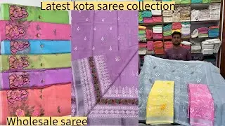 Cotton kota saree / latest kota saree  / embroidery work / pure kota cotton saree #cottonkotasarees