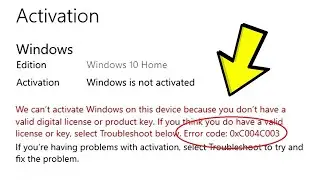 Исправление ошибки активации Windows 10 0xC004C003