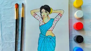 How to draw traditional women || Indian culture || Saree love || beautiful women @Janaki_art 