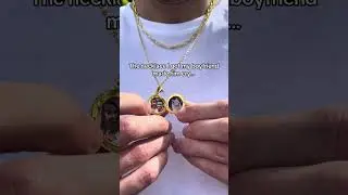 Men's Round Gold Locket Necklace with Photos