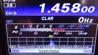 BBC Radio Newcastle 1458 Medium Wave Closedown Message 26/02/2020