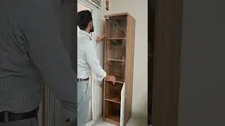 Glass Door Wooden Bookshelf | Modern Storage Cabinet with Lockable Wooden Door #shorts