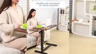 Overbed Table,Hospital Bed Table,Pneumatic Bed Tables Adjustable Over The Bed with Hidden Wheels&USB