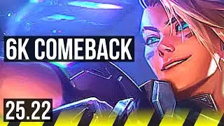 EZREAL & Sona vs MEL & Pantheon (ADC) | 6k comeback, 13/2/7, Legendary | KR Diamond | 25.22