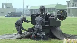 JASDF VADS Blank Ammunition Loading and Anti Aircraft Gun Shooting Simulation Exhibition