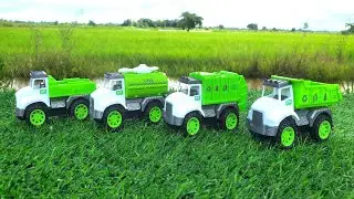 Small Car Review playing all green Garbage truck Water tanker​ Land Truck​ Material truck 2022
