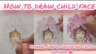 How to draw child face Easy Fashion and Textile Design Online Course Face Draw  Rendering