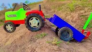 DIY TRACTOR is stuck in the mud with trolley / tractor mud rescue videos / BRICK HEAVY TRUCK diy