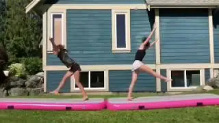 Popular gymnastics air track beam pink inflatable tumbling mat