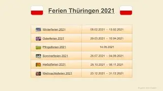 Ferien Th&uuml;ringen 2021