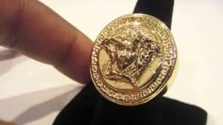 Mens heavy plated gold medusa head pinky ring greek | medusa ring | hip hop ring