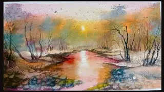 🌇 Easy Sunset Painting/Easy Sunset Painting For Beginners/Sunset Painting Easy/Watercolor Sunset/