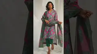 Rani Pink Green Cotton Tropical Print Kurta Set #fashion #summerwear #womensclothing