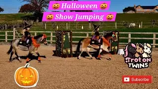 🎃 Spooky Show Jumping 🎃 #twins #sisters #showjumping #horse #vlog #fun