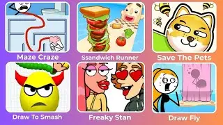  Only ONE Choice Was Correct Maze Craze, Save The Pets, Sandwich Runner, Draw To Smash, Freaky Stan