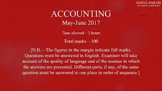ACCOUNTING QUESTION (ICAB-KNOWLEDGE LEVEL) MAY-JUNE 2017