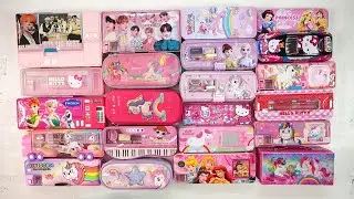 unicorn stationery collection 😁 geometry,unicorn,pencil box,sharpener,eraser,hello kitty