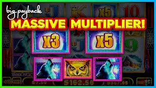 Huge Win + Massive Multiplier = Incredible Super Jackpot Deluxe Timber Wolf Slot Action!