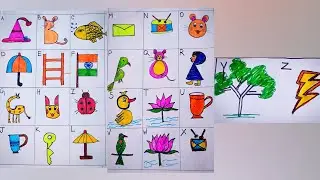 How to draw pictures using number A to Z |Alphabet drawing easy step by step #satisfying #kids #draw