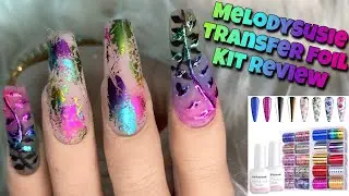 METALLIC LEAVES & ABSTRACT RAINBOW 🌈 FOIL NAIL ART 💅🏼 | MelodySusie Foil Nail Kit Review