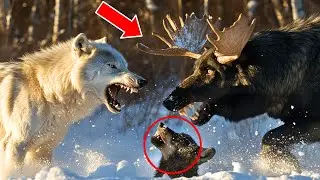 Alpha Wolf PROTECTS Injured Moose What Happens Next Will Shock You